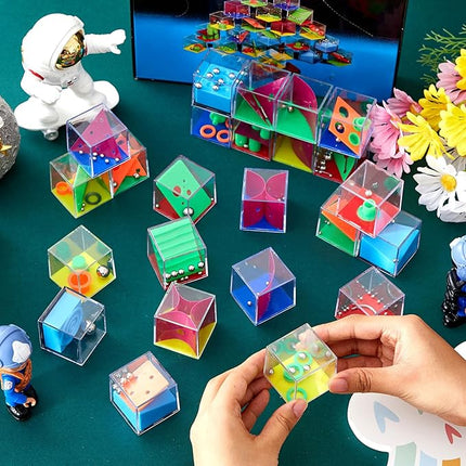 Sumind 24 Mini Maze Cube Puzzle Box Set, Balance Iq Maze Game 1.5 Inch 3D Brain Teaser Ball Ideal Prizes Gifts Puzzles Party Favor Games for Mind Challenge Gifts (Intelligent)