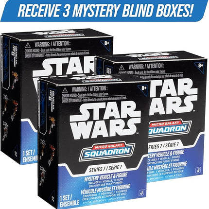 Star Wars Micro Galaxy Squadron Series 7 (3 Pack) Mystery Blind Box - Get Three 2.5" Vehicle or 1" Mini Figure - Officially Licensed - Authentic Collectible Toy Gift for Boys, Girls, Kids, Teens - 8+