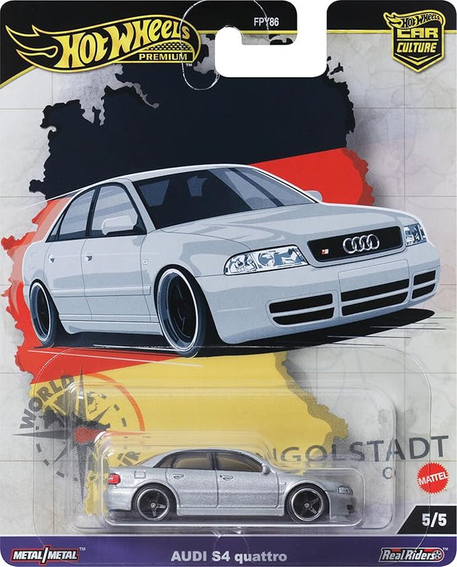 Hot Wheels Premium Car Culture Collectible Toy Car, 1:64 Scale Die-Cast Audi S$ Quattro, World Tour Vehicle with Real Riders Tires