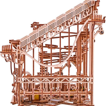 Wood Trick Wooden Marble Run Spiral Electric Motorized - Wooden 3D Puzzles for Adults to Build - 13x13 - Roller Coaster Mechanical Wooden Model Kits for Adults and Teens to Build