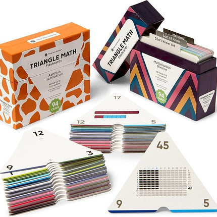 Think Tank Scholar Triangle Math 752 Equations, All Facts 0-12 Box Set Addition, Subtraction, Multiplication, Division Flash Cards: Kindergarten, 1ST, 2ND, 3RD, 4TH, 5TH, 6TH Grade - Has Three Corners
