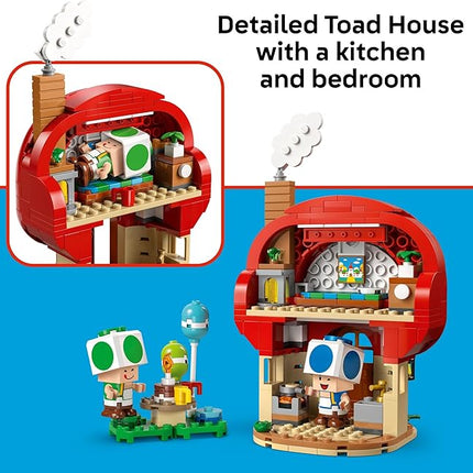 LEGO Super Mario Party at Toad’s House Building Toy - Pretend Play Set for Boys & Girls, Ages 7+ - Kids Building Blocks with Digital Action & 2 Toad Toy Figures - Gift Idea for Birthdays - 72041