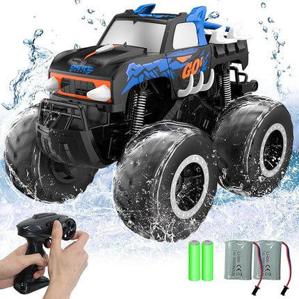 STEMTRON Amphibious Remote Control Car Toys for Boys 2.4 GHz 1:16 All Terrain Off-Road RC Car Waterproof RC Monster Truck Kids Pool Toys Remote Control Boat Gifts for Kids Boys