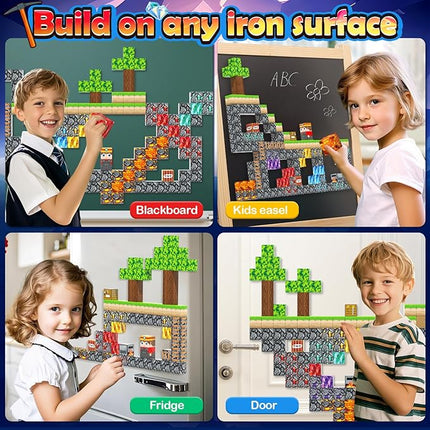 100PCS Magnetic Blocks Building Toys, Gem Cave Adventure Building Craft, Learning Sensory Toys for Boys Girls Age 3-12, Game Gift for Kids Little Gamers (0.8 inch)