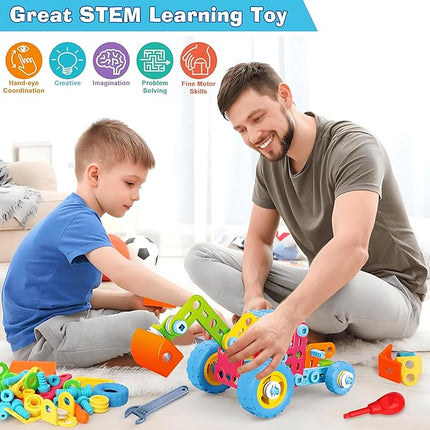 MOONTOY STEM Toys for 3 4 5 6 7 8+ Year Old Boy Easter Gifts Easter Basket Stuffers, Toddler 3-5 Block Stem Kits Building Toys for Kids Ages 4-8 5-7 6-8 4-6 8-12 Erector Set Creative Activities 118pcs