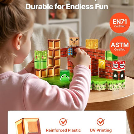 VEVOR Magnetic Blocks, 100 PCS Magnet Blocks Set, Magnetic Building Cubes for Kids, STEM Montessori Sensory Toys for Christmas Birthday Gift, Construction Stacking Toy for 3+ Years Old Boys & Girls