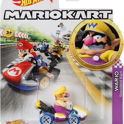 Hot Wheels Mario Kart Wario Die-Cast Character Car 1:64 Scale, Purple