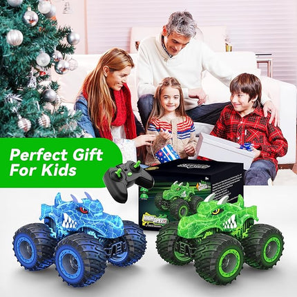 Remote Control Car, 2.4GHz Monster Trucks Toys with Light Spray, Birthday Gift for Kids 3 4 5 6 7 8, All Terrain RC Cars, Toddler Toys for Boys Girls 3+ Year Old