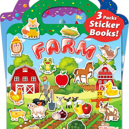 Reusable Sticker Book for Toddlers 2-4 Years, Stickers for Kids, Toddler Sticker Book Ages 1-3, Toddler Craft Activities, Toddlers Travel Toys Ages 2+ Boy Girl Birthday Gifts