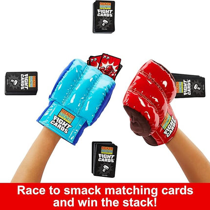 Mattel Games Rock ‘Em Sock ‘Em Robots Fight Cards Card Game, Team Party Game for Kids & Adults with 2 Boxing Gloves
