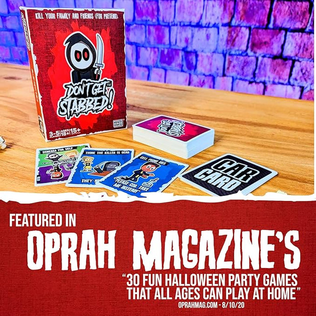 Don't Get Stabbed!: The Party Game Where You Get to Kill Your Family and Friends (for Pretend). Exciting Card Game for Adults and Horror Gift for Scary Movie Fans. Great for Halloween.