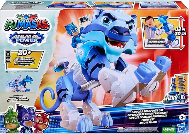 Hasbro PJ Masks Animal Power Charge and Roar Power Cat, Interactive Toys with 20+ Lights and Sounds, Preschool Toys, Superhero Toys for 3 Year Old Boys and Girls and Up