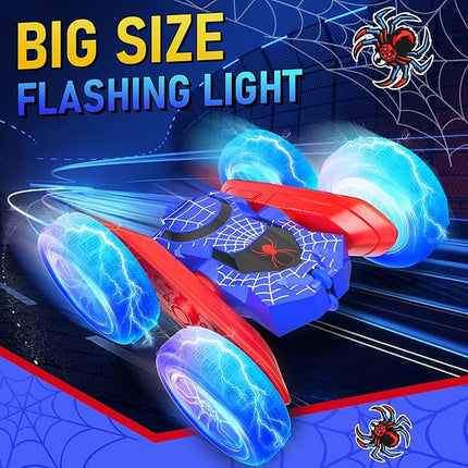 NQD Spider Remote Control Car- Double Sided 360°Rotate RC Stunt Car with Wheel Lights, 4WD Off-Road RC Cars 2.4Ghz Indoor/Outdoor Rechargeable Toy Car for Boys Age 4-7 8-12 Birthday Xmas Gift