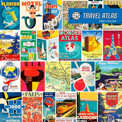 Re-marks Travel Atlas Retro 1000-Piece Jigsaw Puzzle for All Ages