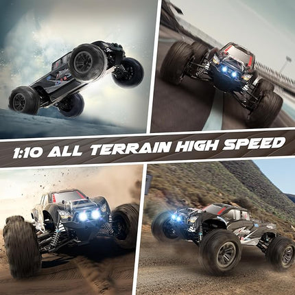 Hosim RC Cars, 1:10 Scale 48+ KMH Remote Control Car for Adults Boys, 4X4 Off-Road RC Truck with Headlights, All Terrains Waterproof Hobby Grade Large Fast Racing Toy Gift Monster Trucks