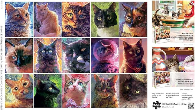Buffalo Games - Louise Goalby - Cat Candids - 750 Piece Jigsaw Puzzle for Adults -Challenging Puzzle Perfect for Game Nights - Finished Size is