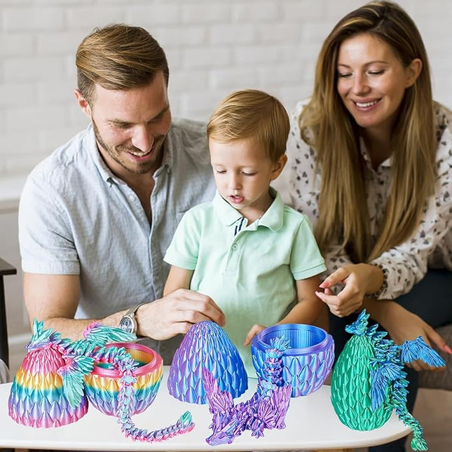 Winged Dragon Surprise Egg 3D Printed Eggs with Dragon Inside Collectible Fantasy Desk Toy Gifts for Kids Adults Christmas Easter Birthdays Holiday Decor(Christmas Green,Large)