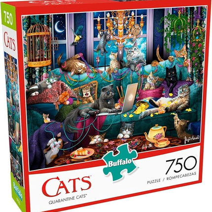 Buffalo Games - Brigid Ashwood - Quarantine Cats - 750 Piece Jigsaw Puzzle For Adults -Challenging Puzzle Perfect for Game Nights - Finished Size is 24.00 x 18.00