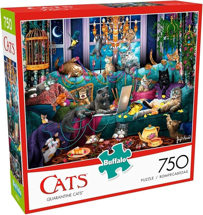 Buffalo Games - Brigid Ashwood - Quarantine Cats - 750 Piece Jigsaw Puzzle For Adults -Challenging Puzzle Perfect for Game Nights - Finished Size is 24.00 x 18.00