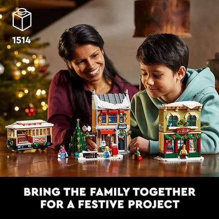 LEGO Holiday Main Street Building Set 10308, for Adults and Family, Christmas Village Building Kit, Holiday Display Set with Shops, Streetcar and 6 Minifigures, Christmas Decoration to Build Together