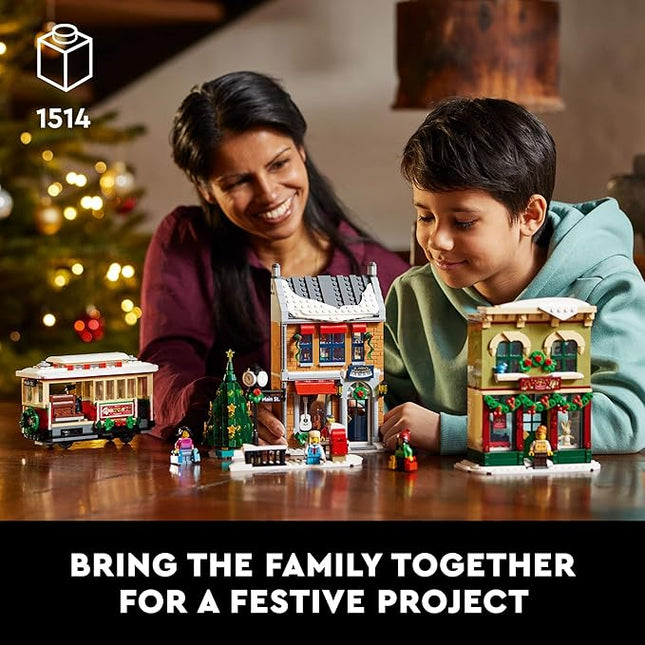 LEGO Holiday Main Street Building Set 10308, for Adults and Family, Christmas Village Building Kit, Holiday Display Set with Shops, Streetcar and 6 Minifigures, Christmas Decoration to Build Together