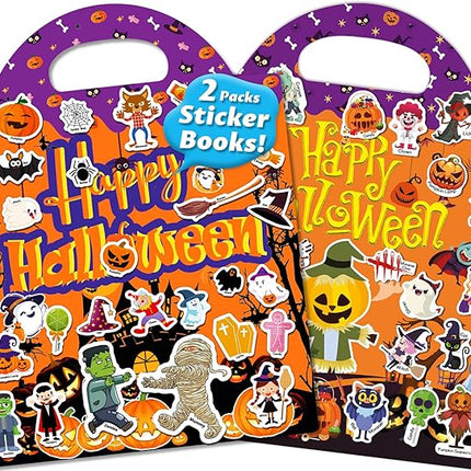 Reusable Sticker Book for Toddlers 2-4 Years, Stickers for Kids, Toddler Sticker Book Ages 1-3, Toddler Craft Activities, Toddlers Travel Toys Ages 2+ Boy Girl Birthday Gifts - Halloween