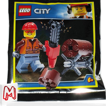 LEGO City MiniFigure - Forester Lumberjack Tree Trimmer (with Chainsaw and Tree Log)