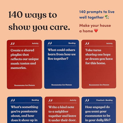 Roommates are Human | 140 Conversation Cards to Help You Get to Know Your Roommates | A Card Game for Discovering How to Live Well Together | Relationship Card Game for 2+ Players