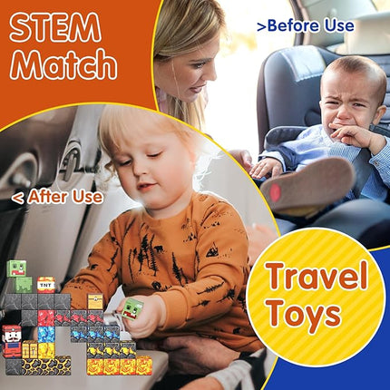 35PCS Magnetic Blocks for Kids - STEM Learning Creative Construction Sets Building Cubes with Portable Iron Storage Box, Educational Travel Games, Road Trip Sensory Toys Magnetic Tiles (Treasure Hunt)