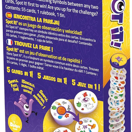 Asmodee Spot It! Classic Card Game (2024 Refresh) - Eco-Blister Edition, 5-in-1 Visual Perception Game for Quick Reflexes and Family Fun, Ages 6+, 2-8 Players, 10 Minute Playtime