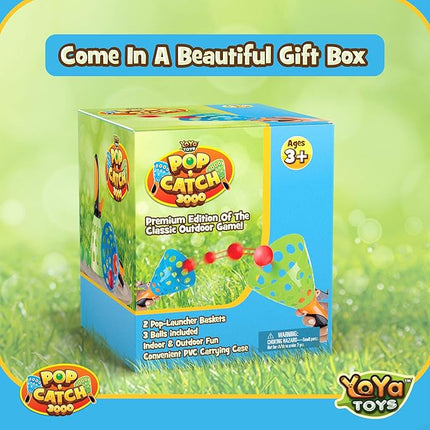 YoYa Toys Pop and Catch Ball Game - Indoor Outdoor Kids Play Activities, Pop-Pass-Catch Games for Camping, Beach Sport, Backyard, Pool - 2 Launcher Baskets, Ages 3 4 5 6 7 8 9 Year Old Boys Girls Gift