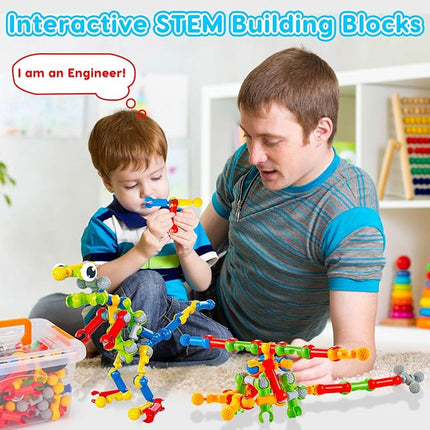 Kids STEM Building Toys for 3 4 5 6 7 8+ Year Old Boy Girl Birthday Gift, 125 Pcs Preschool Classroom Educational Building Blocks Stem Kits Activities Ages 3-5 4-8 5-7 6-8 Engineering Creative Games