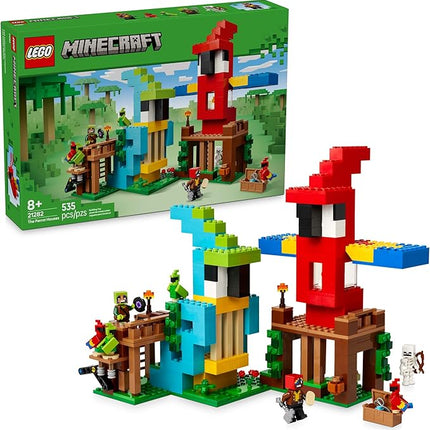LEGO Minecraft The Parrot Houses Building Toy for Boys and Girls 8+ - Minecraft Video Game Kids Toy - Includes Jungle Ranger and Parrot Handler Minifigures and Accessories - 21282