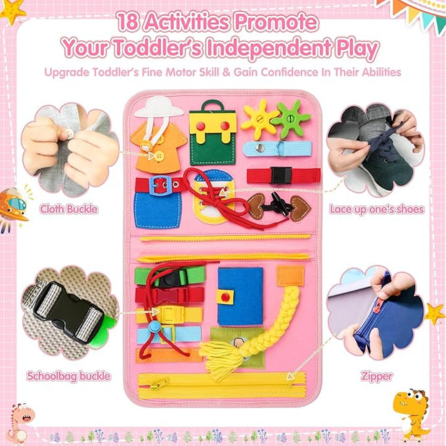 2 Year Old Girl Christmas Birthday Gift - Montessori Busy Board Book for Toddler Girls (Age 1-3), Sensory Learning Activity Toys, Road & Airplane Travel Toys