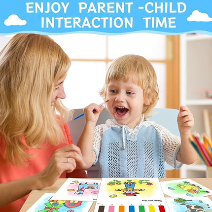Paint with Water Coloring Books for Toddlers,Mess Free Watercolor Painting Papers for Kids Water Color Paint Kit Art Craft Birthday Gift for Ages 1-3, 4-8(Farm)