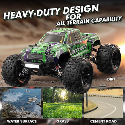 Jetwood 1/16 Fast Remote Control Car for Adults, Electric 4WD RTR RC Cars, High Speed RC Truck Gifts for Boys, Max 38 kph Offroad RC, JC16W with 2 Batteries