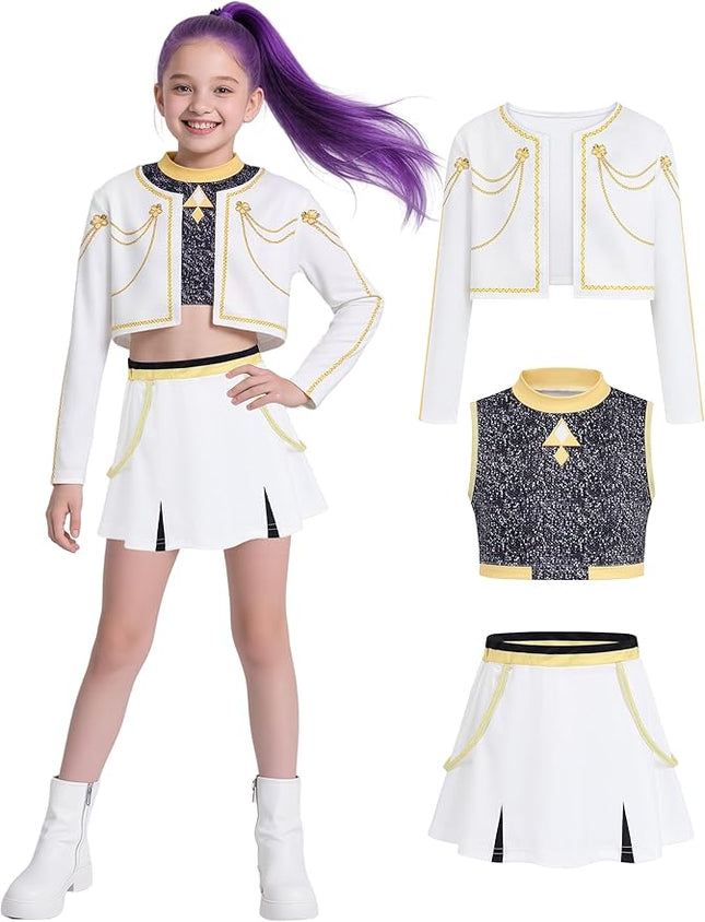 Girls Demon Pop Singer Hunters Costume 3-14 Years Stage Dance Idol Cosplay Outfit, Kids Halloween Costumes