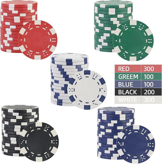 11.5 Gram Poker Chips,1000pcs Casino Poker Chips for Texas Hold'em, Blackjack Chips,Casino Poker Games Kit,Poker Chip Set for Card Board Game,Bulk Poker Chip,Gambling Chips