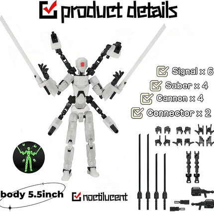 T13 Action Figure Set & Titan 13 Toys 4 Pack（3d Printed Action Figures Assembly Completed）（Multi-Jointed Movable）（Mecha Designs Includes Various Accessories）Dummy 13 T 13 Figures Desk Decoration 5.5in
