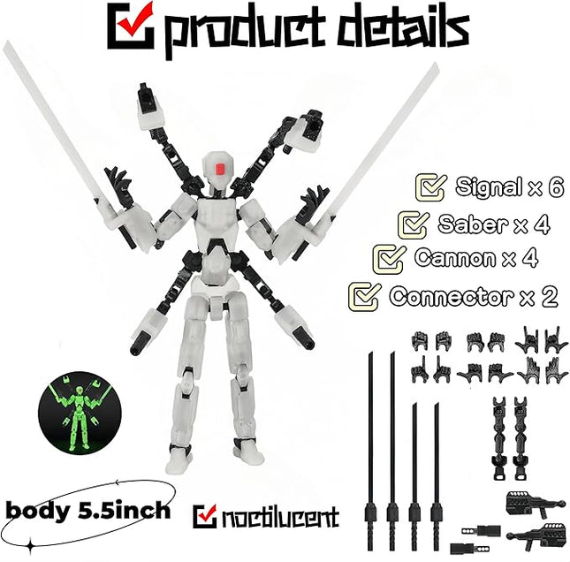 T13 Action Figure Set & Titan 13 Toys 4 Pack（3d Printed Action Figures Assembly Completed）（Multi-Jointed Movable）（Mecha Designs Includes Various Accessories）Dummy 13 T 13 Figures Desk Decoration 5.5in