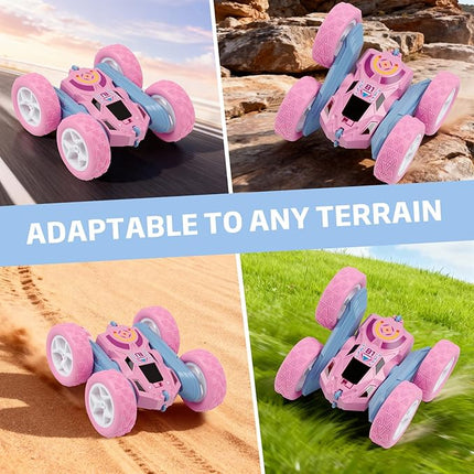 Remote Control Car, RC Cars Toys for Kids Ages 6-12, 2.4GHz RC Stunt Truck with 360° Double-Sided Flips, 4WD Off-Road Racing, Christmas Birthday Gifts for 3 4 5 6 7 5-7 6-8 8-10 Year Old Boys Girls