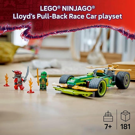 LEGO NINJAGO Lloyd's Pull-Back Race Car Toy - Building Toy for Pretend Play for Boys and Girls, Ages 7+ - Toy Car for Kids with 2 Minifigures - Gift Idea for Birthdays - 71828