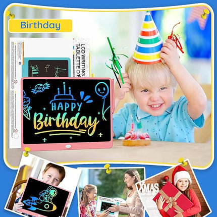 TEKFUN Easter Gifts for Kids, 16inch LCD Writing Tablet Drawing Board, Teen Girl Boy Gifts Age 10 and Up, Birthday Gifts for All Age Groups, Erasable Writing Tablet for Business Meeting (Pink)