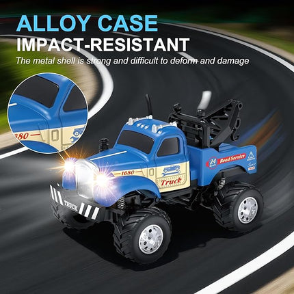 MOONTOY 1:64 Scale Mini Alloy Truck RC Car with LED Lights, 2.4Ghz Remote and App Control Toy Car, 3-Speed Adjustment Pocket Toy Car for Kids 4-8 Years and Adults (Yellow)