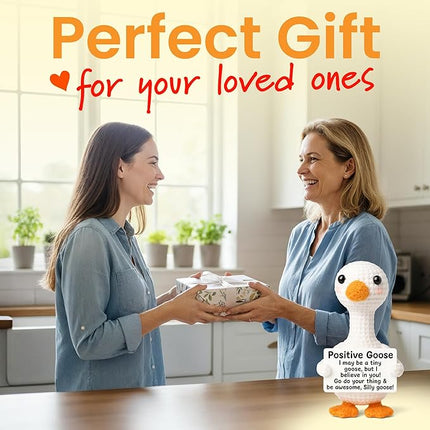 Mini Goose Positive Crochet Animals - Handmade Emotional Support Crochet Doll Desk Decor Pickle Gifts Emotional Support Plush for Anxiety & Stress Relief