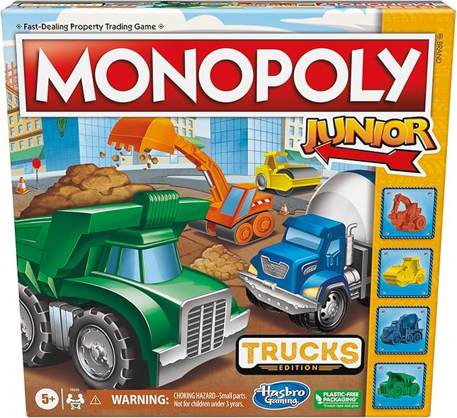 Monopoly Junior Trucks Edition Board Game for Kids Ages 5+, 2-4 Player Kids Games (Amazon Exclusive)