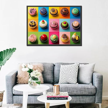 1000 Piece Jigsaw Puzzles for Adults,Different Fillings and Decorations Cupcakes Jigsaw Puzzles，Colorful Cupcakes Puzzle，Challenging Family Activity for Game Nights，Cupcake Dessert Puzzle Decor