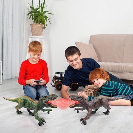 Remote Control Dinosaur Toys for Kids 3-5, 5-7, 8-12, 10-12, Electronic RC T Rex Dino Robot Toy for Boys, Top Christmas & Birthday Gifts for 6 7 8 9 10 11 & 12 Year Old Boys (Color: Brown)