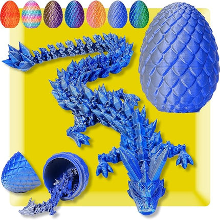 12 Inch 3D Printed Dragon - Mystery Surprise Egg with Flexible Articulated Dragon Inside, Cool Dragons Toys for Boys Kids Age 5-7