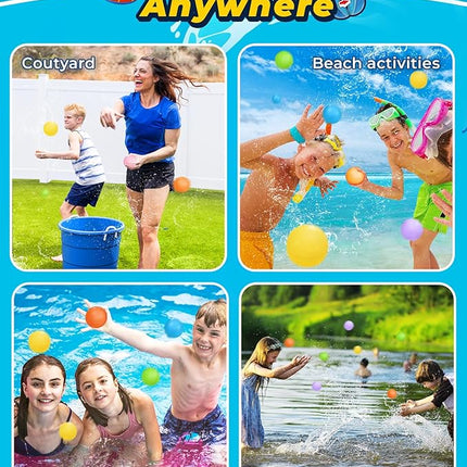 12PCS Reusable Water Balloons - Quick Fill Water Balls Toys For Toddler Age 4-8 - Refillable Self-Sealing Water Splash Bomb For Summer Party Pool Outdoor Beach Toys for kids Age 8-12